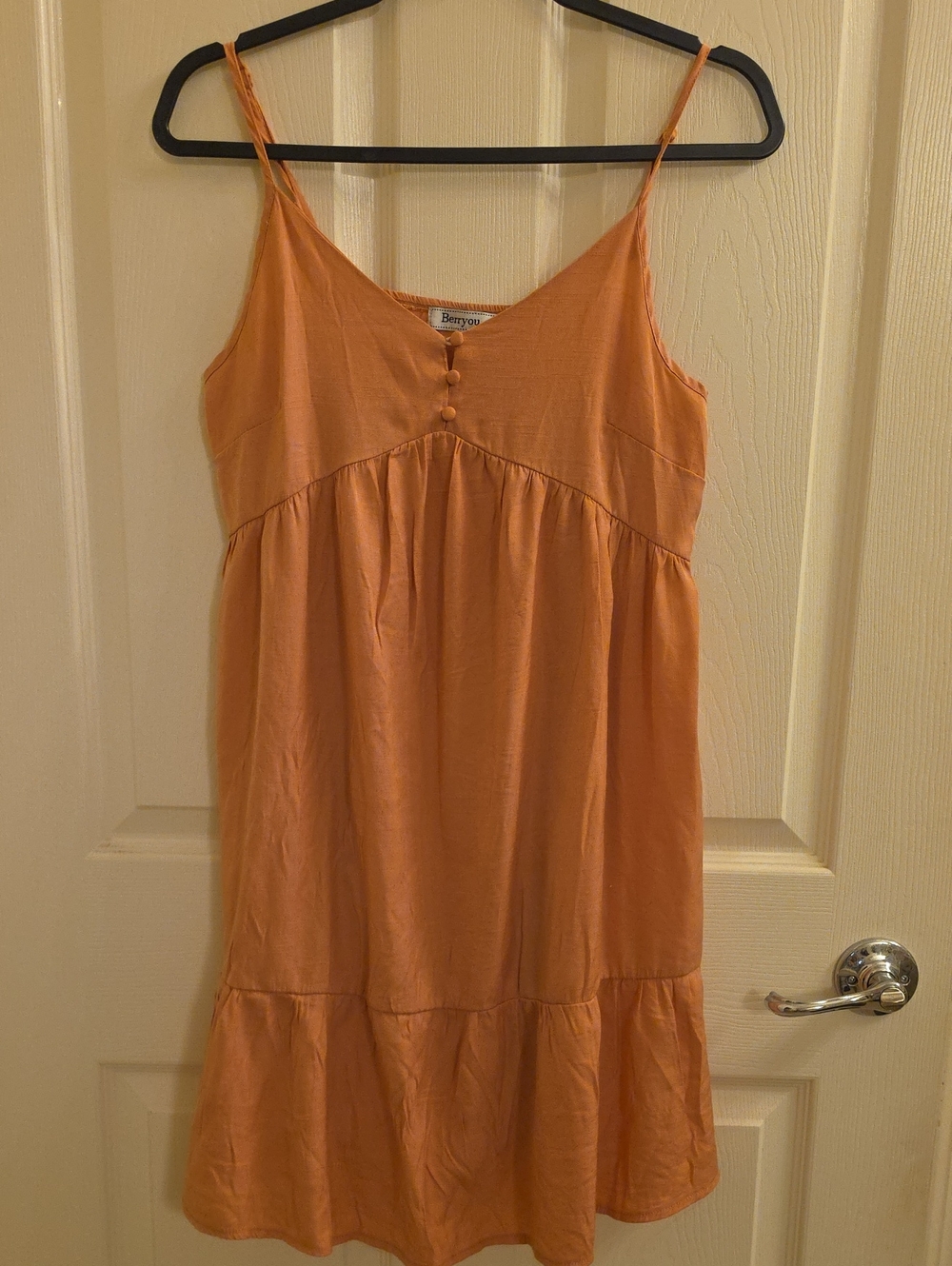 Berryou Orange/pink Spaghetti-Strap Dress